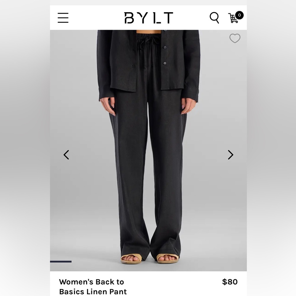 BYLT Basics Charcoal Wide Leg Women's Linen Pants